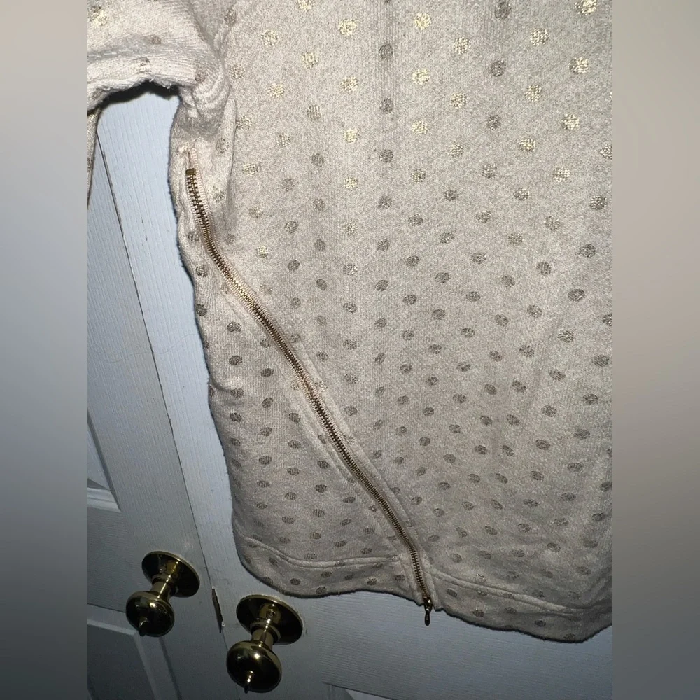 The Limited Cream Polka Dot Zipper Accent Crew Neck Sweatshirt Size Large - Picture 4 of 5